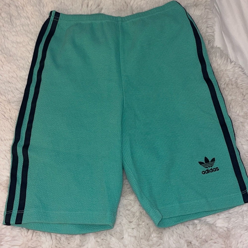 Teal textured adidas leggings tights shorts Small